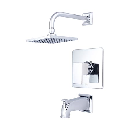 Pioneer Industries Single Handle Tub and Shower Trim Set, Wallmount, Polished Chrome T-4MO100